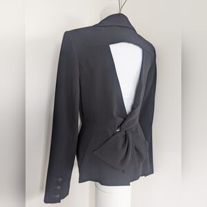 NANETTE LEPORE NWT Black Cutout Back Crepe Blazer With Half Bow; Size 6